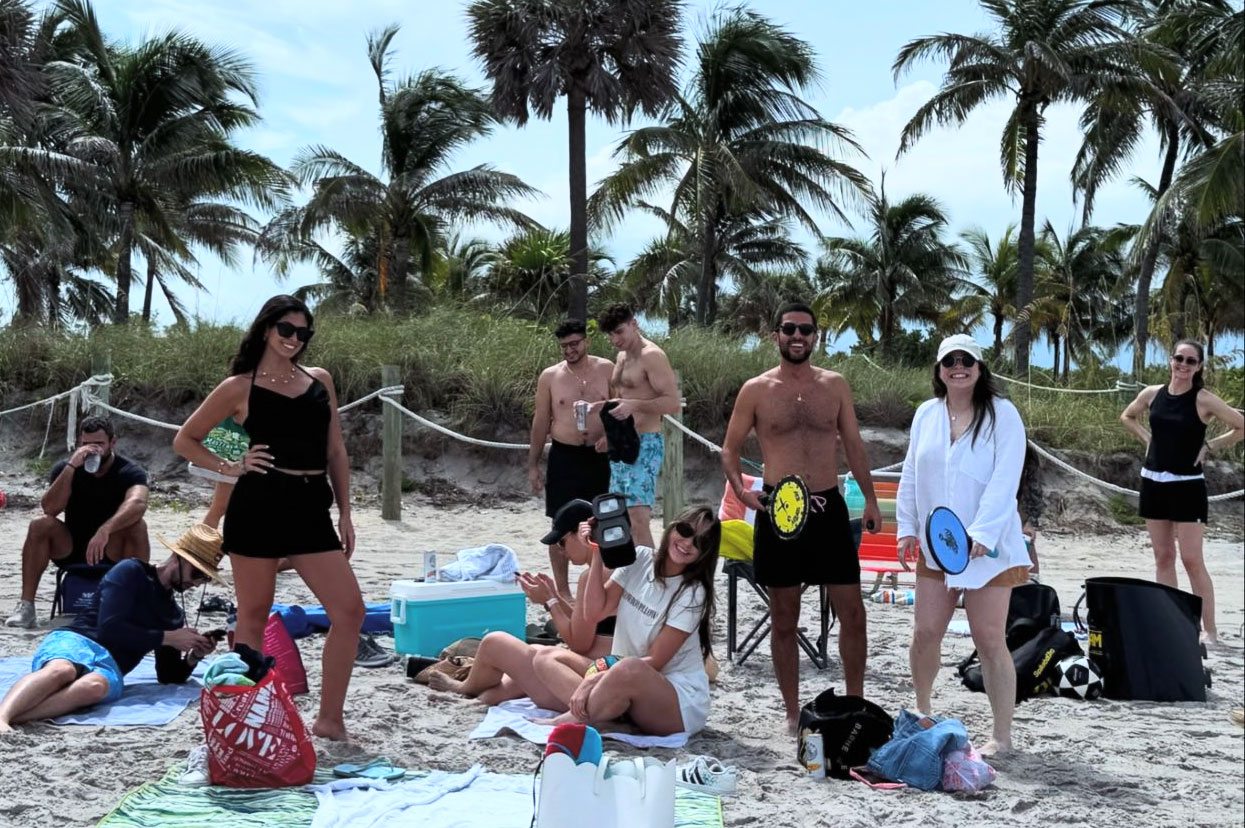 Emergency medicine residents at a beach gathering